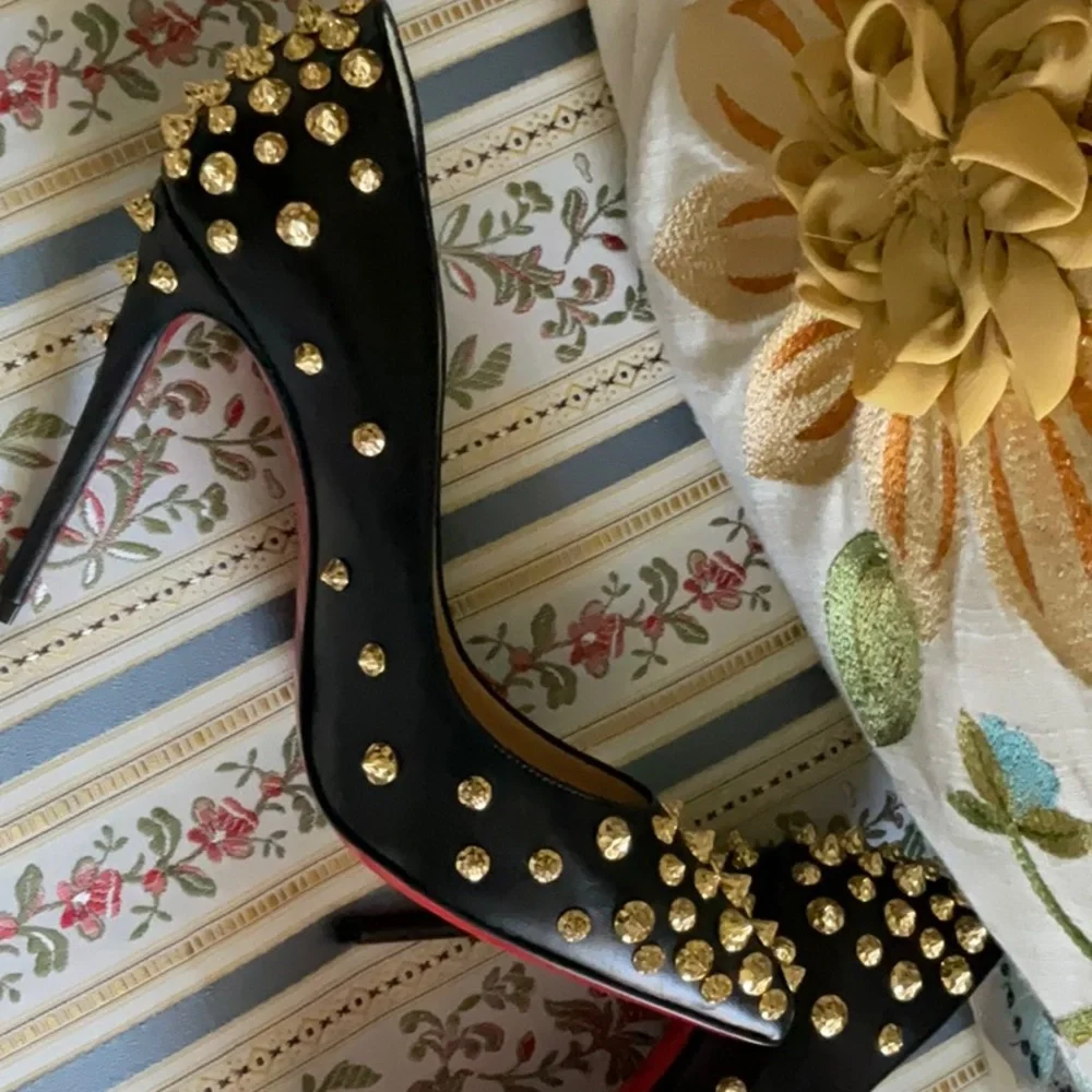 Christian Louboutin black and golden metal heels size 37 narrow